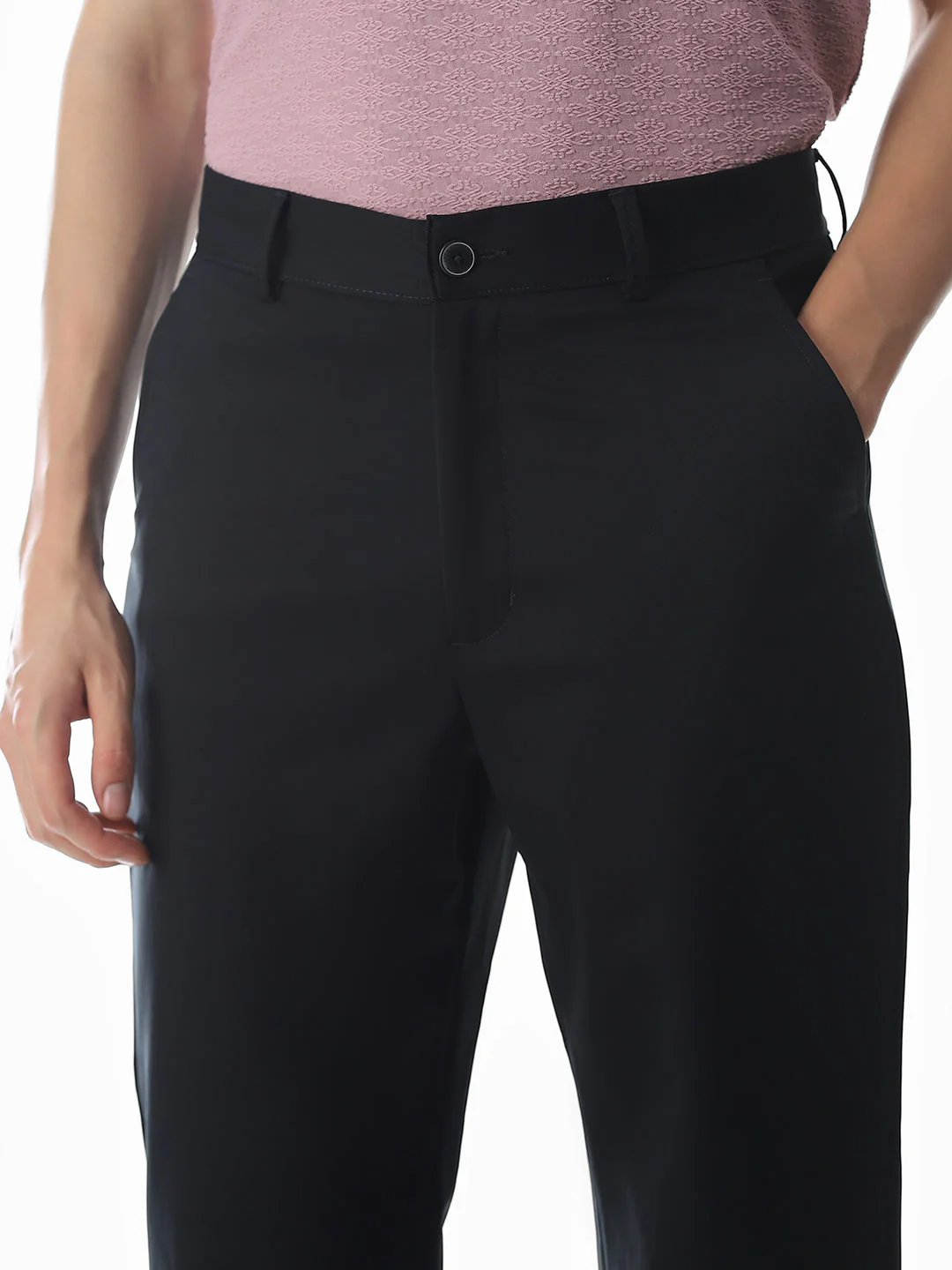 Navy Blue Low Rise Cotton Pants - Image 4