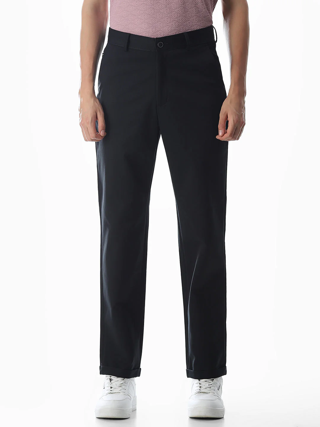 Navy Blue Low Rise Cotton Pants - Image 8