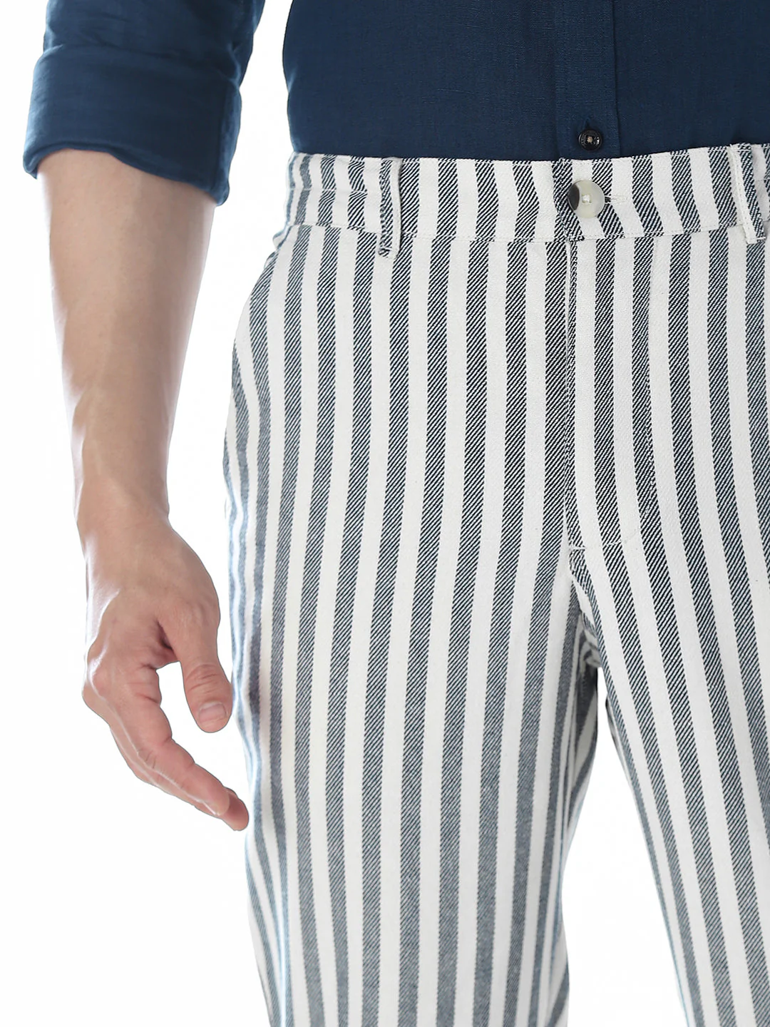 Striped Loose Fit Pants - Blue - Image 4