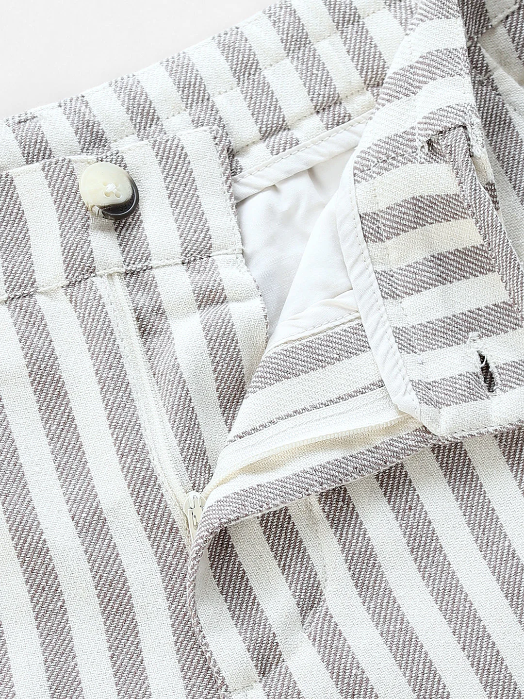 Striped Loose Fit Pants - Beige - Image 5