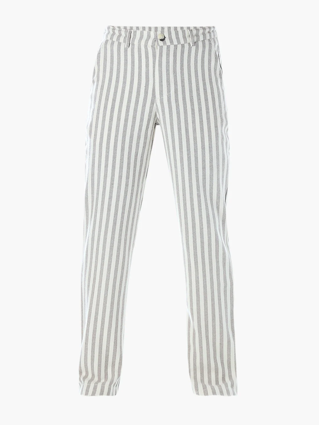 Striped Loose Fit Pants - Beige - Image 7