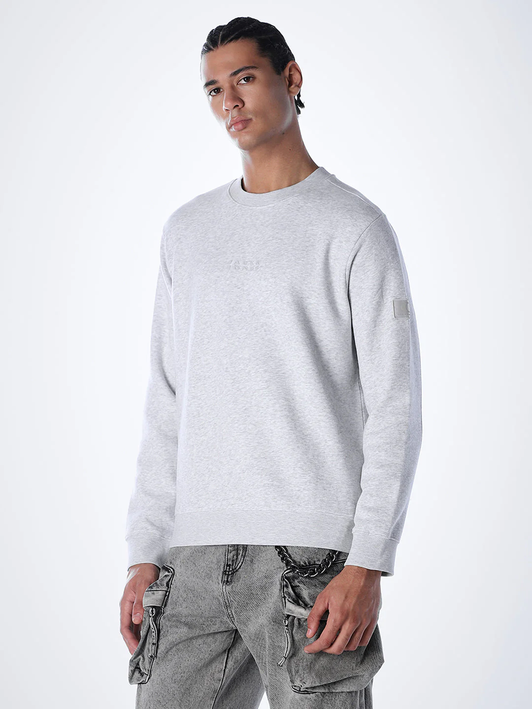 Logo Text Cotton Sweatshirt - Grey - Image 3