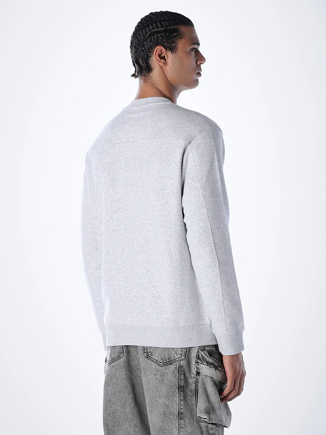 Logo Text Cotton Sweatshirt - Grey - Image 4