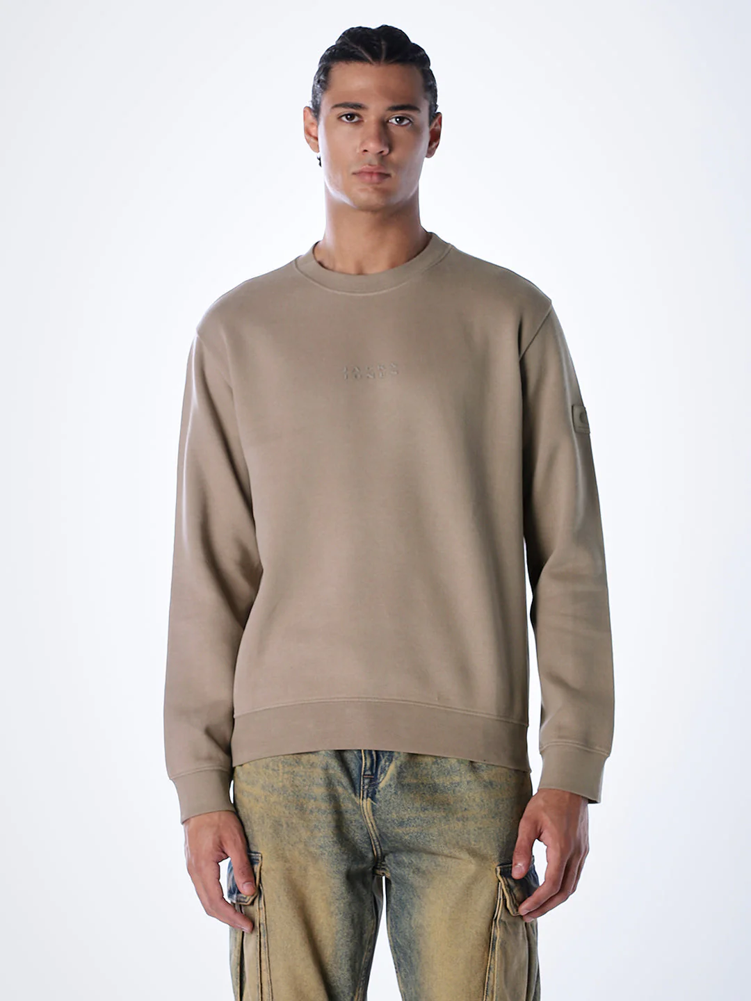 Logo Text Cotton Sweatshirt - Brown - Image 2
