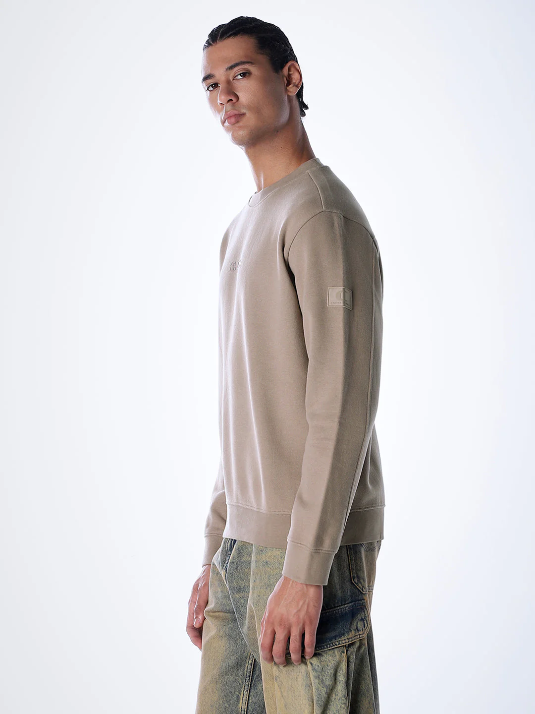 Logo Text Cotton Sweatshirt - Brown - Image 3