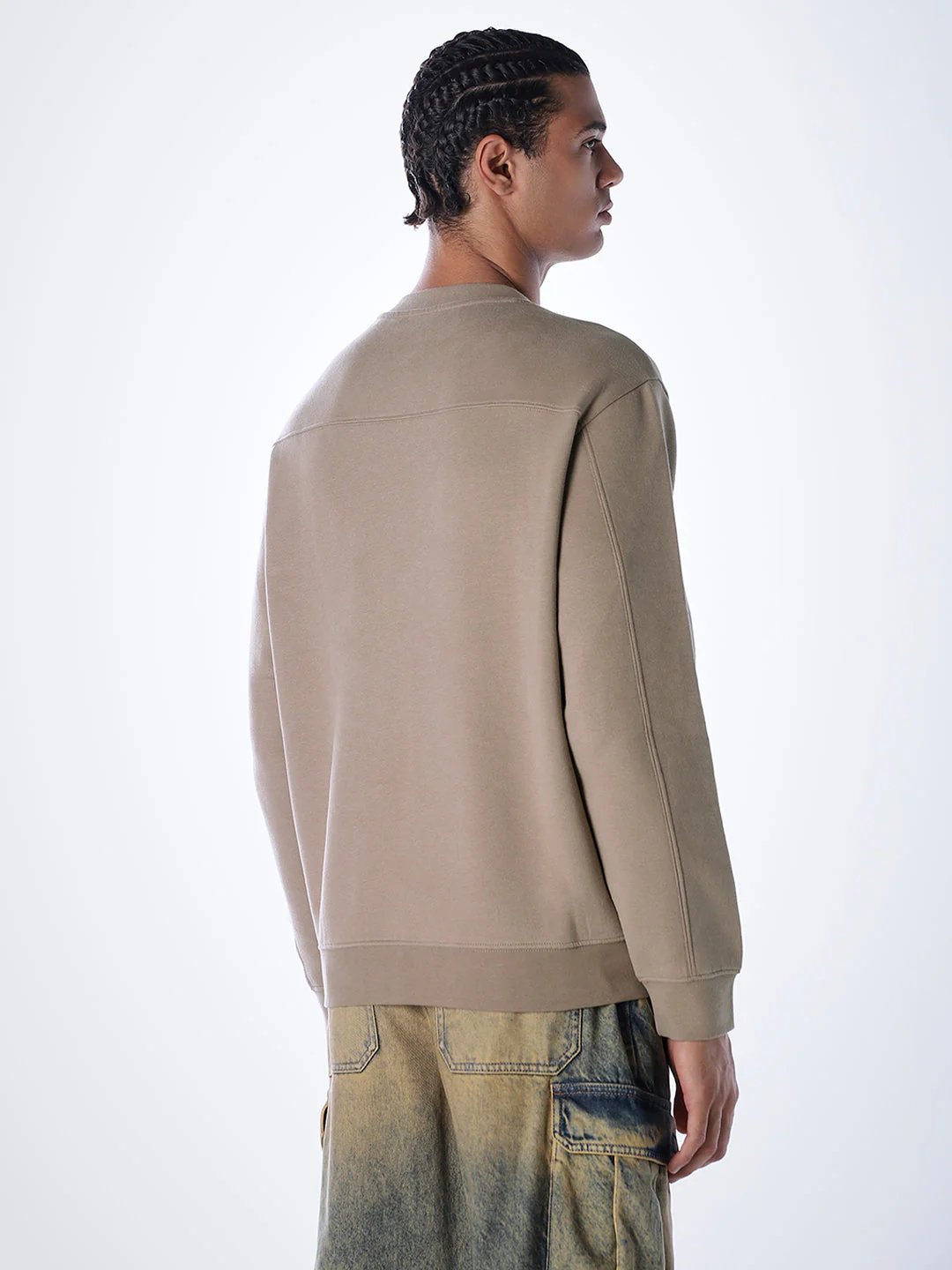 Logo Text Cotton Sweatshirt - Brown - Image 4