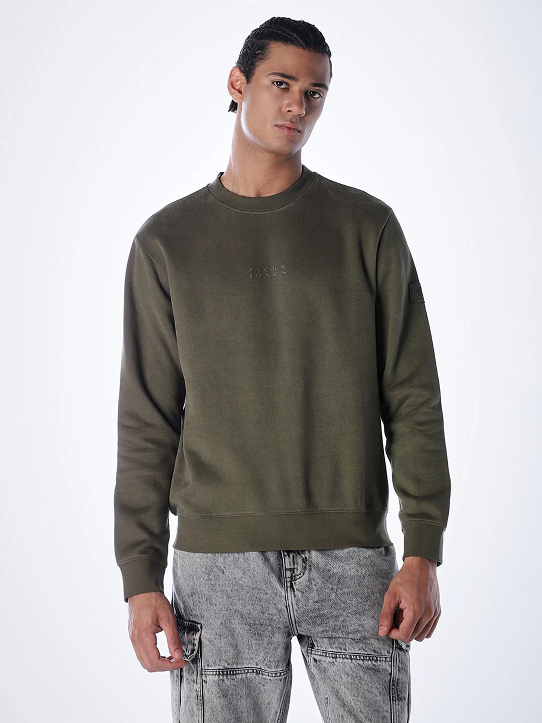 Logo Text Cotton Sweatshirt - Green - Image 2