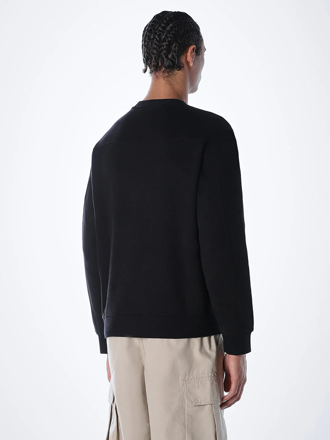 Logo Text Cotton Sweatshirt - Black - Image 4