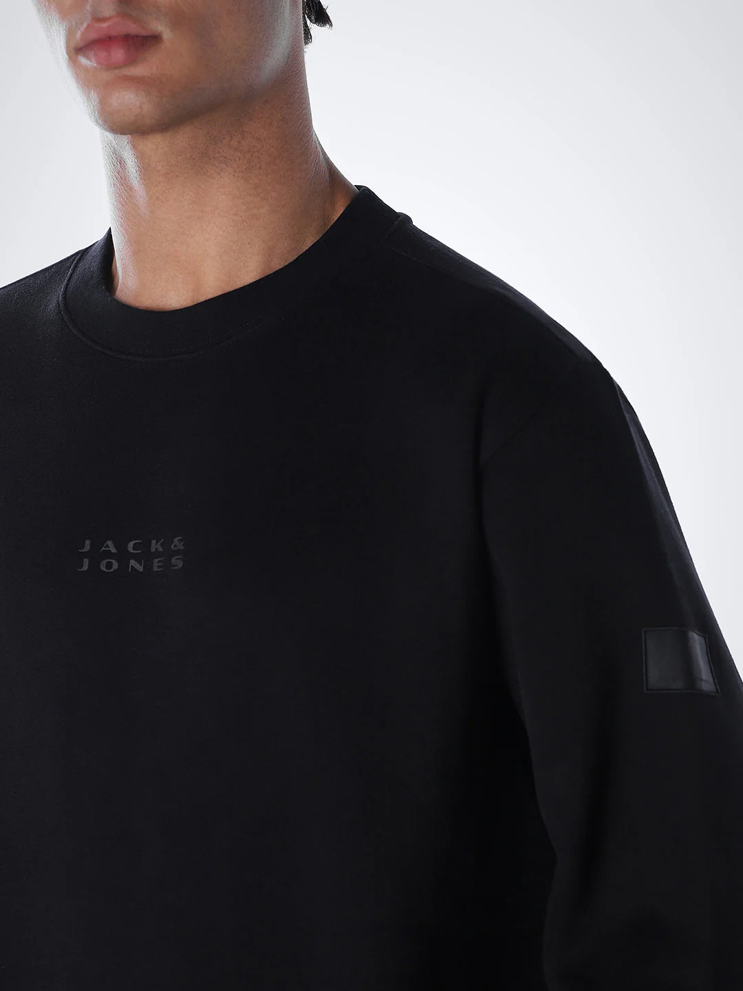 Logo Text Cotton Sweatshirt - Black - Image 5