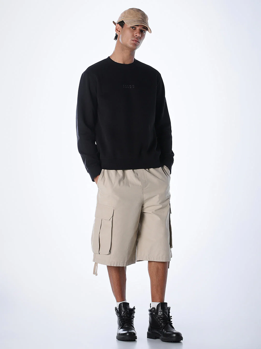 Logo Text Cotton Sweatshirt - Black - Image 6