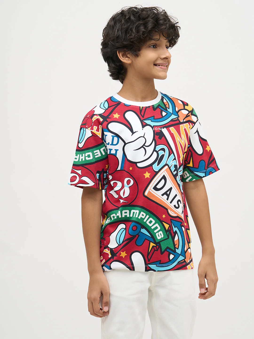 Boys Mickey Printed T-shirt- Red - Image 2