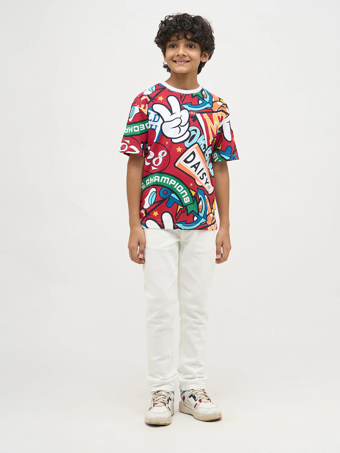Boys Mickey Printed T-shirt- Red - Image 5