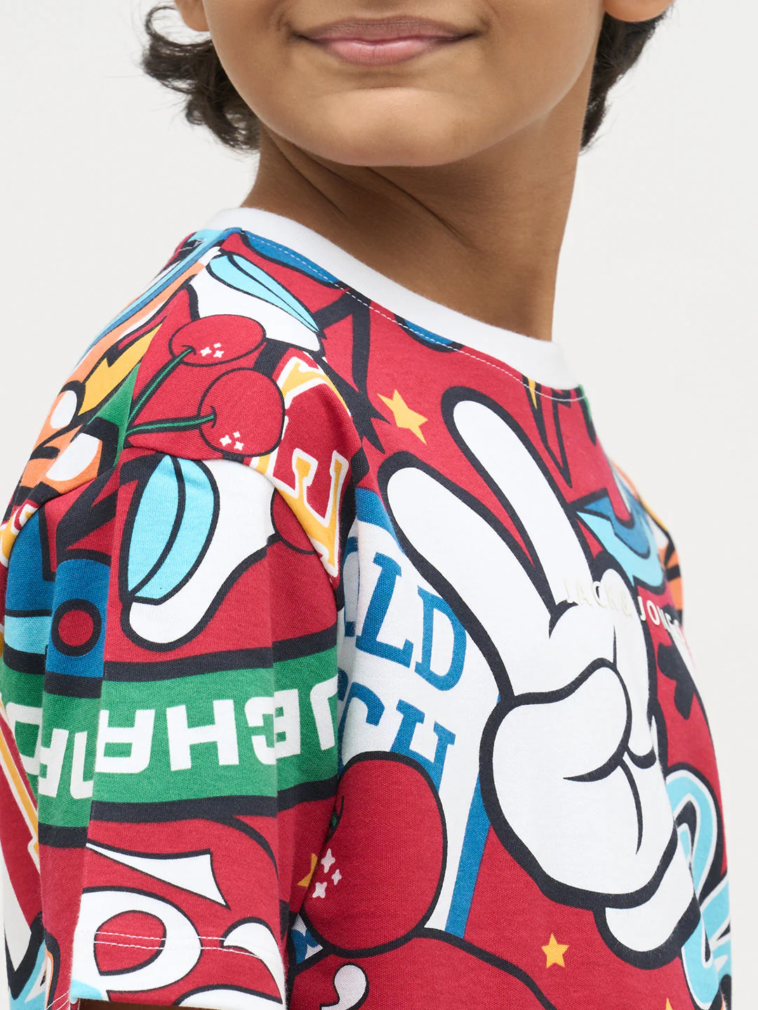Boys Mickey Printed T-shirt- Red - Image 6