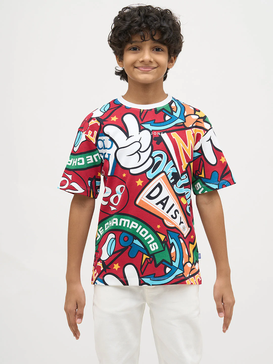 Boys Mickey Printed T-shirt- Red - Image 8