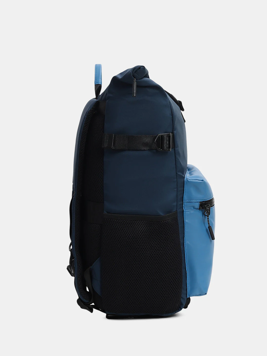 Colourblocked Roll-Top Backpack - Blue - Image 3