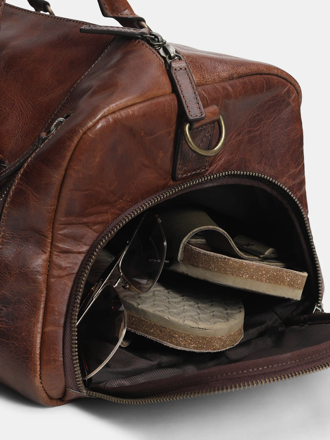 Dark Brown Premium Leather Duffle Bag - Image 8