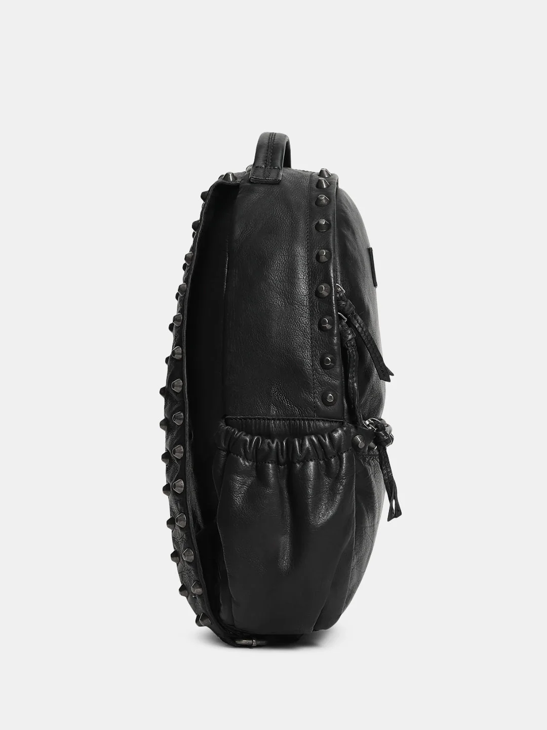 Black Studded Leather Backpack - Image 3