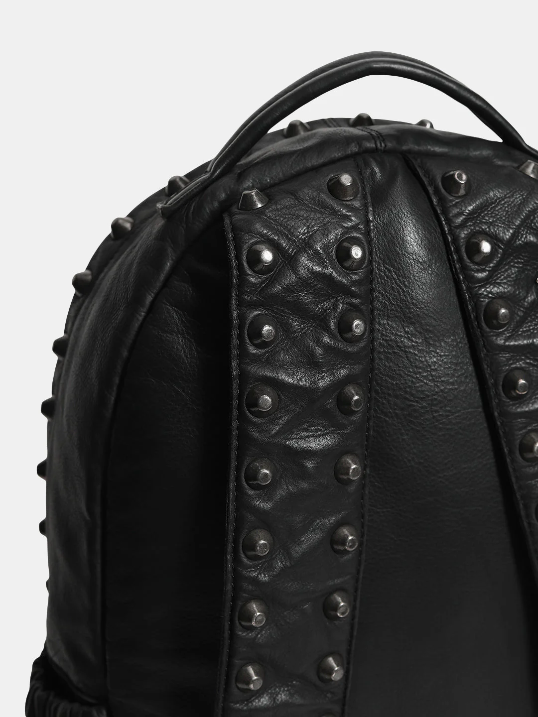 Black Studded Leather Backpack - Image 6