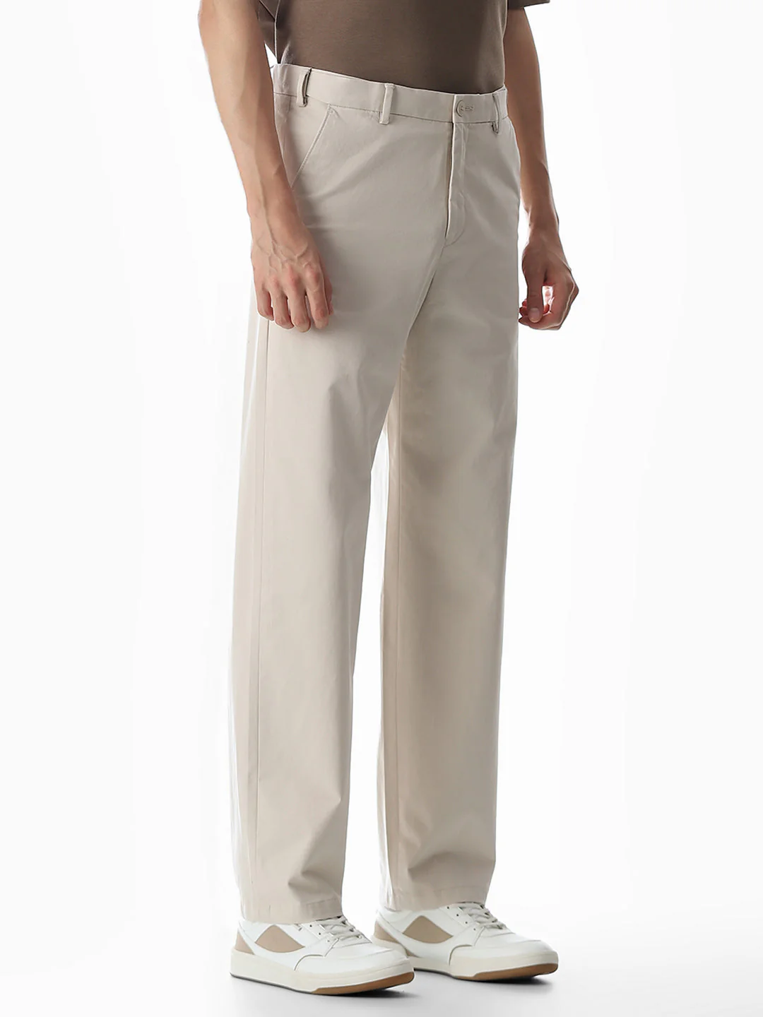Beige Low Rise Regular Fit Pants - Image 2