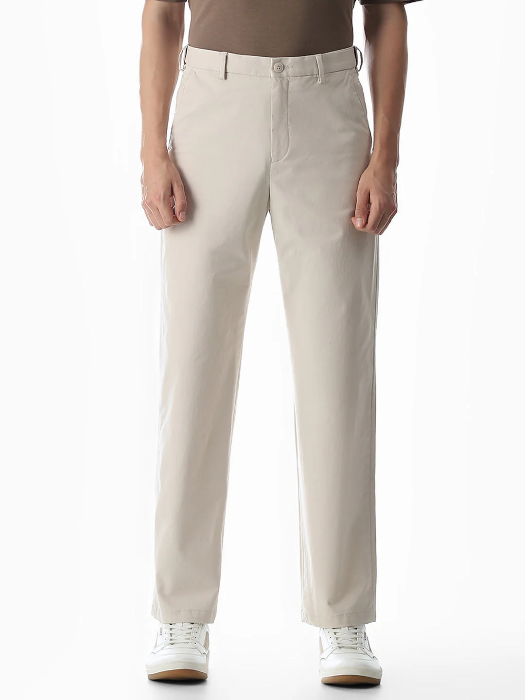 Beige Low Rise Regular Fit Pants - Image 8