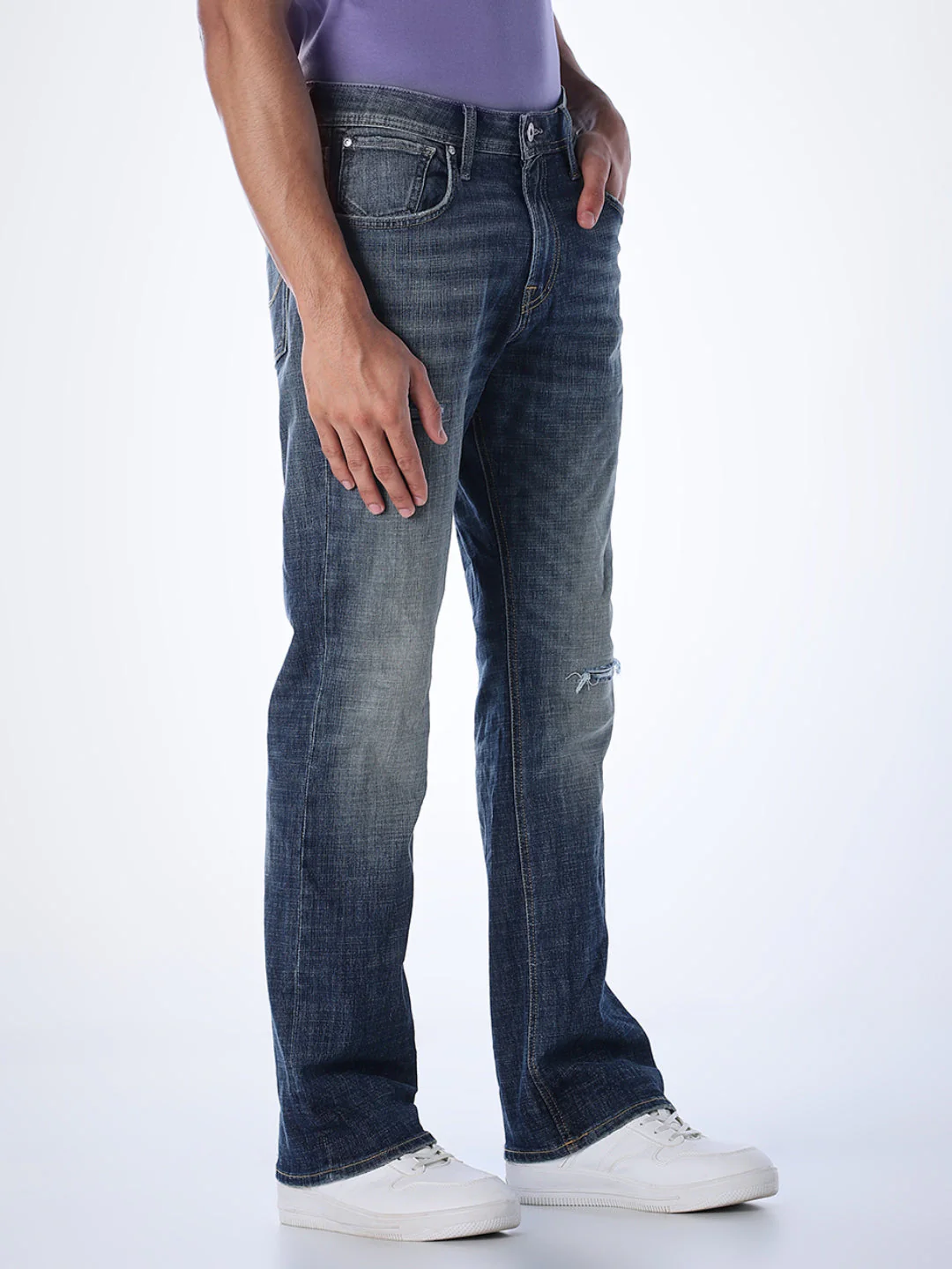 Mildly Distressed Cliff Bootcut Jeans - Image 2