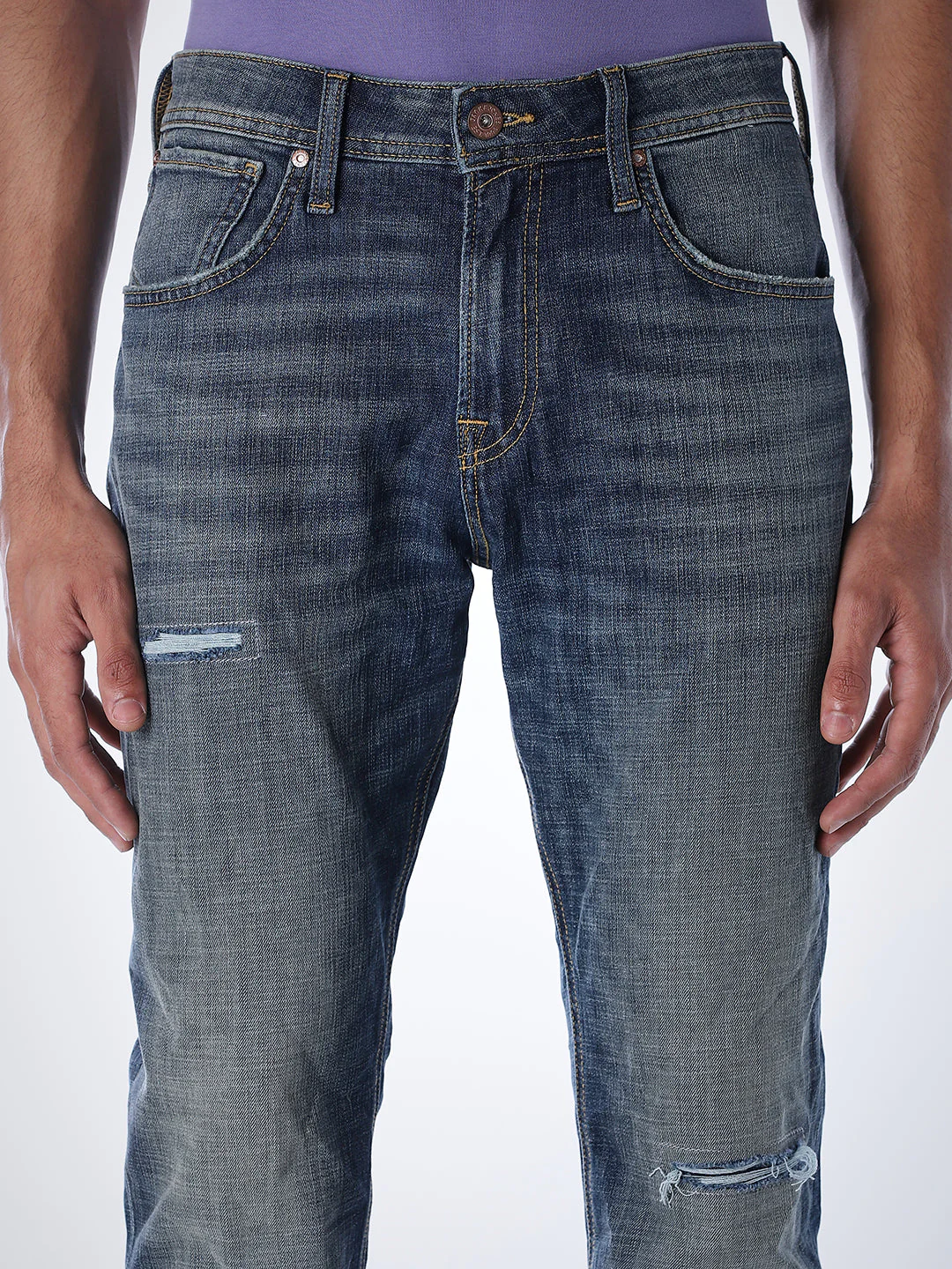 Mildly Distressed Cliff Bootcut Jeans - Image 4