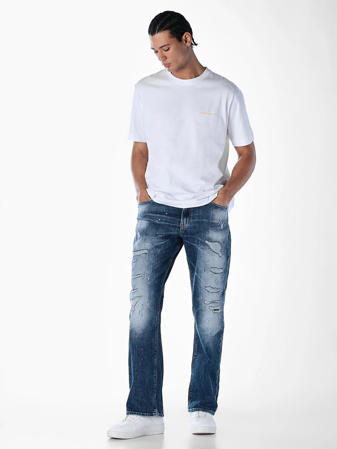 5 Pocket Distressed Bootcut Jeans - Image 6
