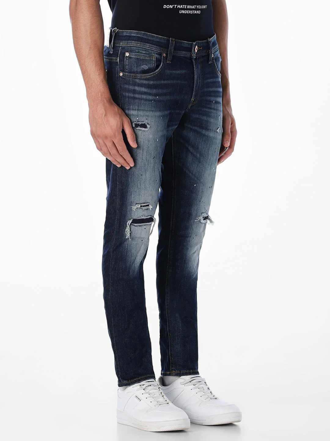 5 Pocket Distressed Glenn Slim Fit Jeans - Image 2