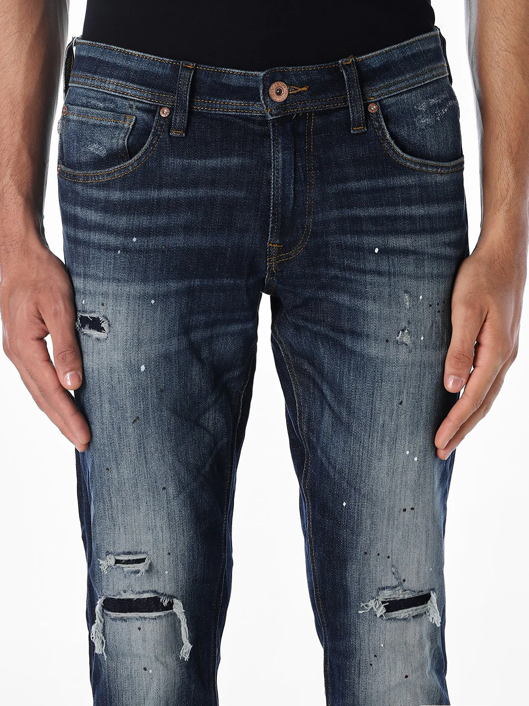 5 Pocket Distressed Glenn Slim Fit Jeans - Image 4