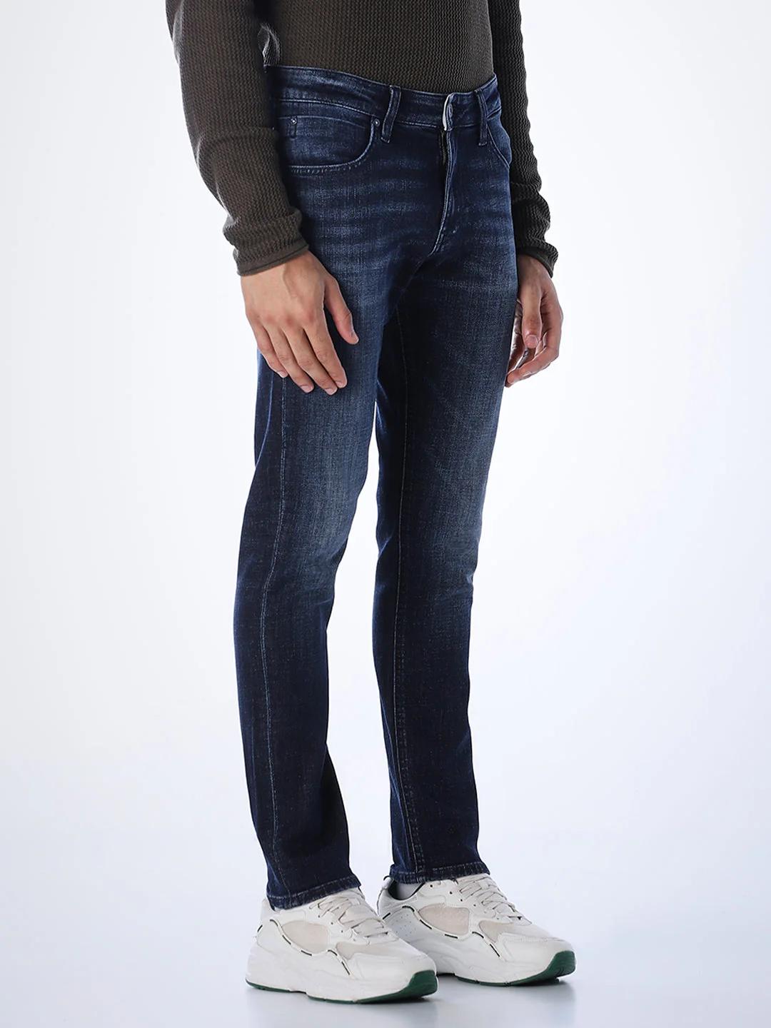5 Pocket Glenn Slim Fit Jeans - Dark Blue - Image 2