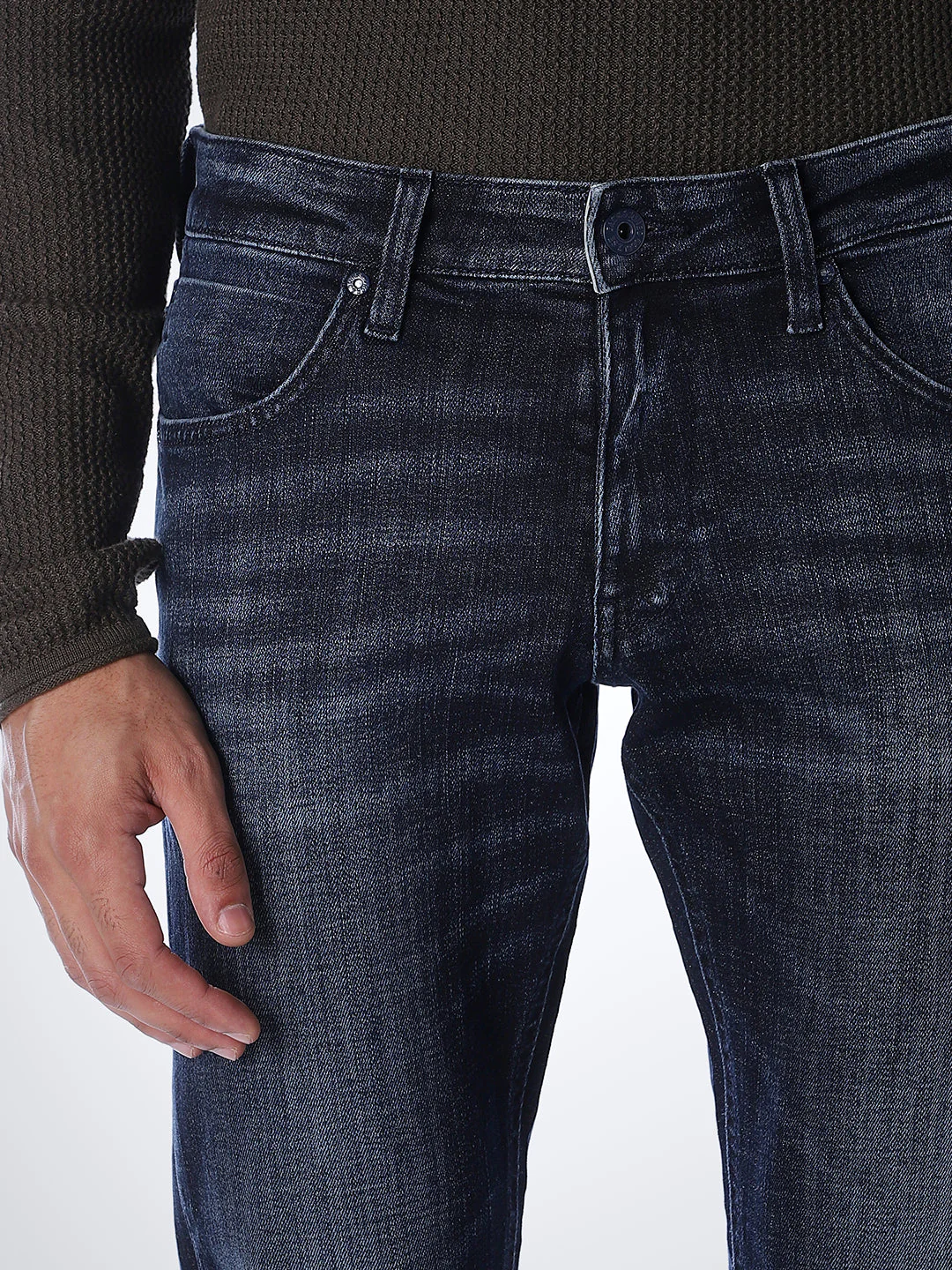 5 Pocket Glenn Slim Fit Jeans - Dark Blue - Image 4