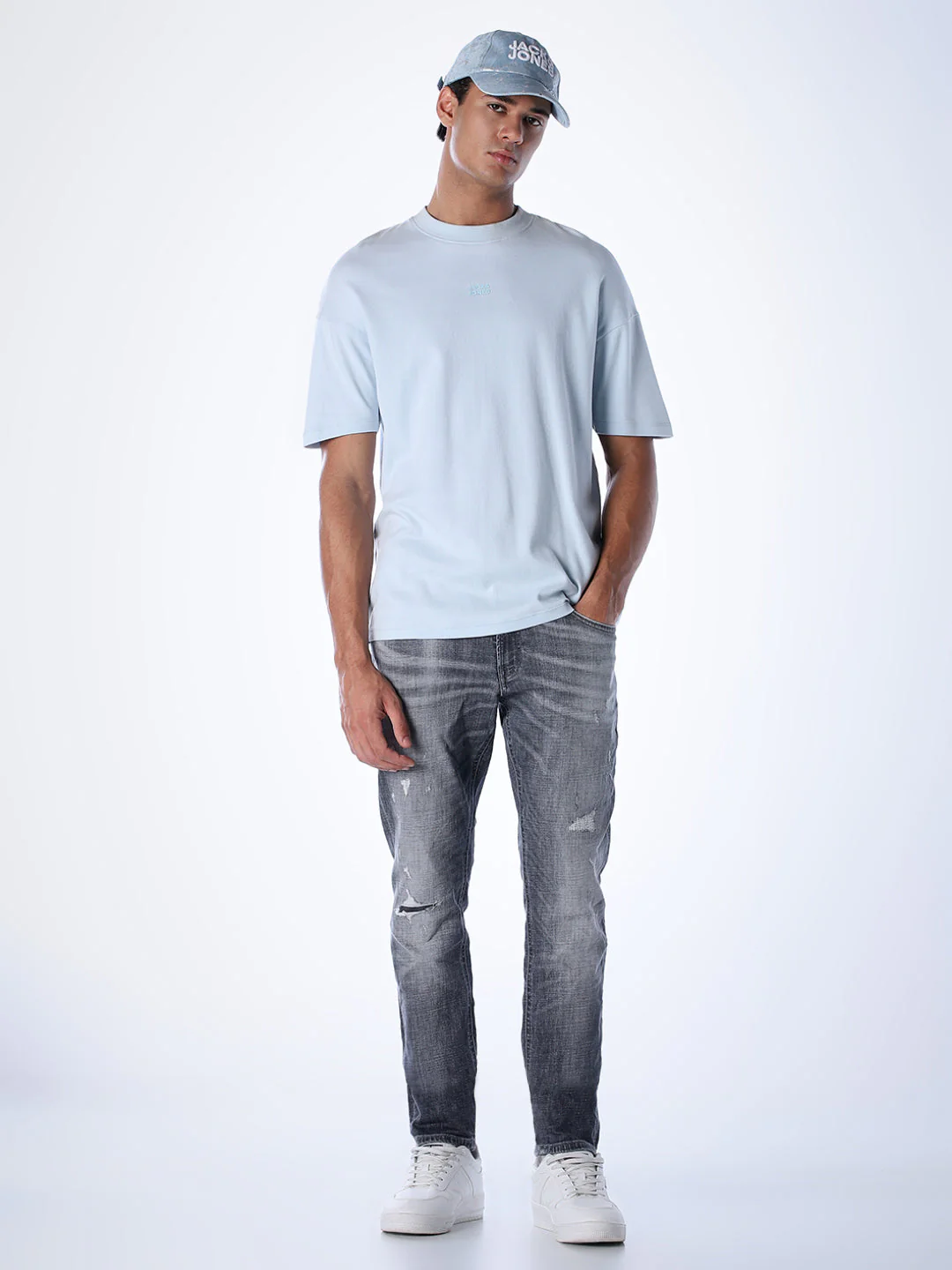 Heavily Distressed Glenn Slim Fit Jeans - Grey - Image 6