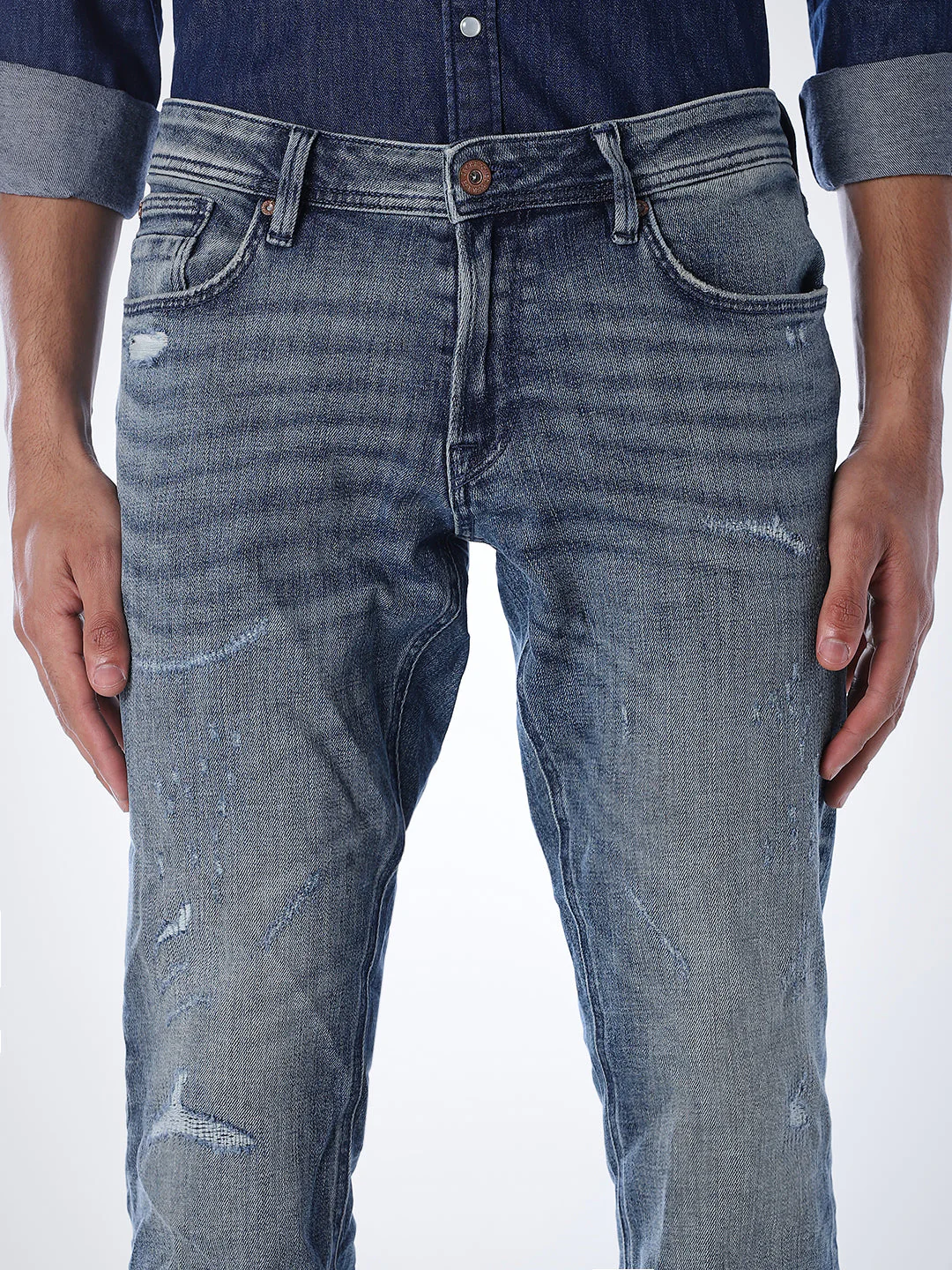 Mildly Distressed Clark Regular Fit Jeans - Image 5