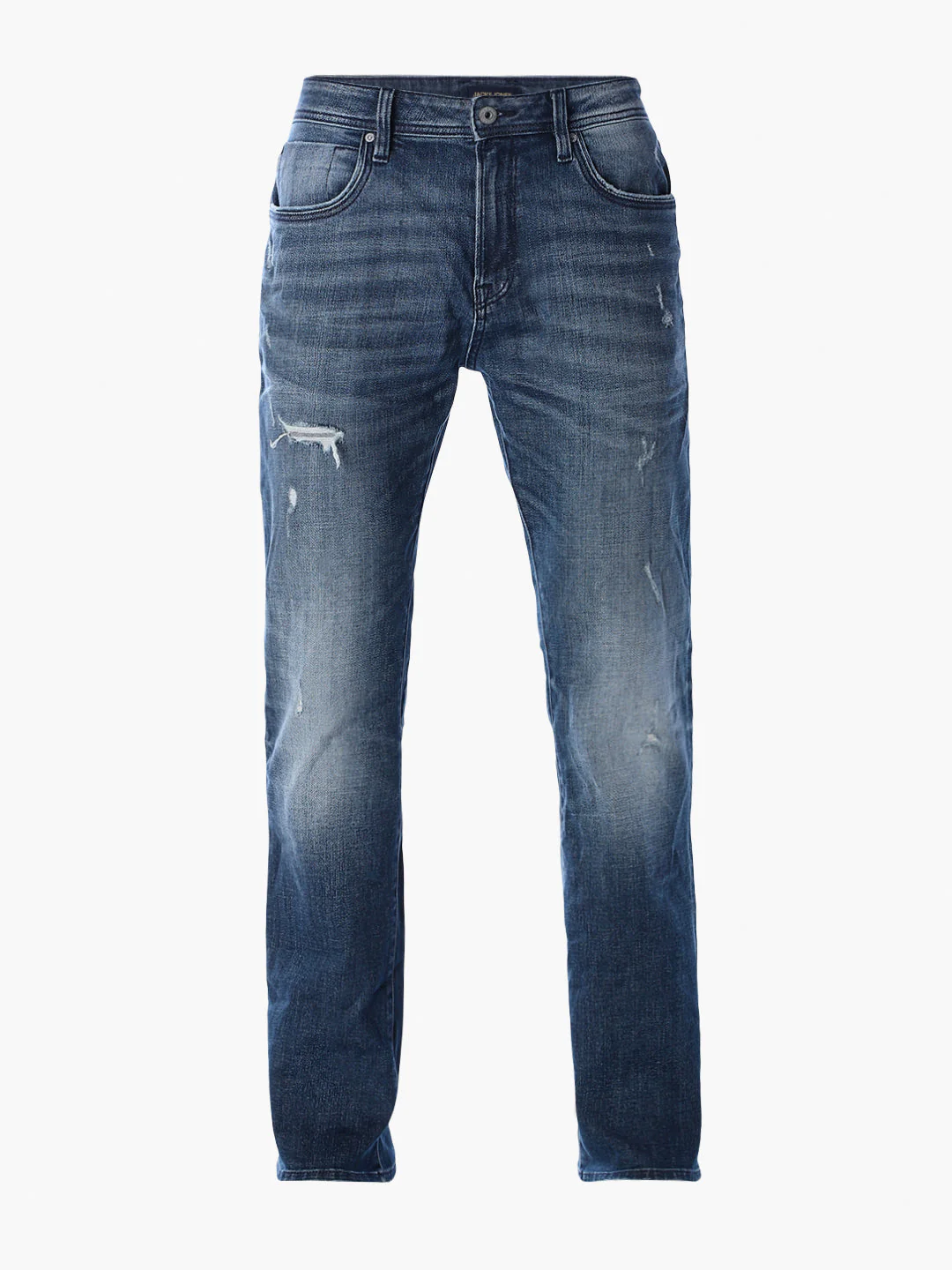 Mildly Distressed Cliff Bootcut Jeans - Blue - Image 7