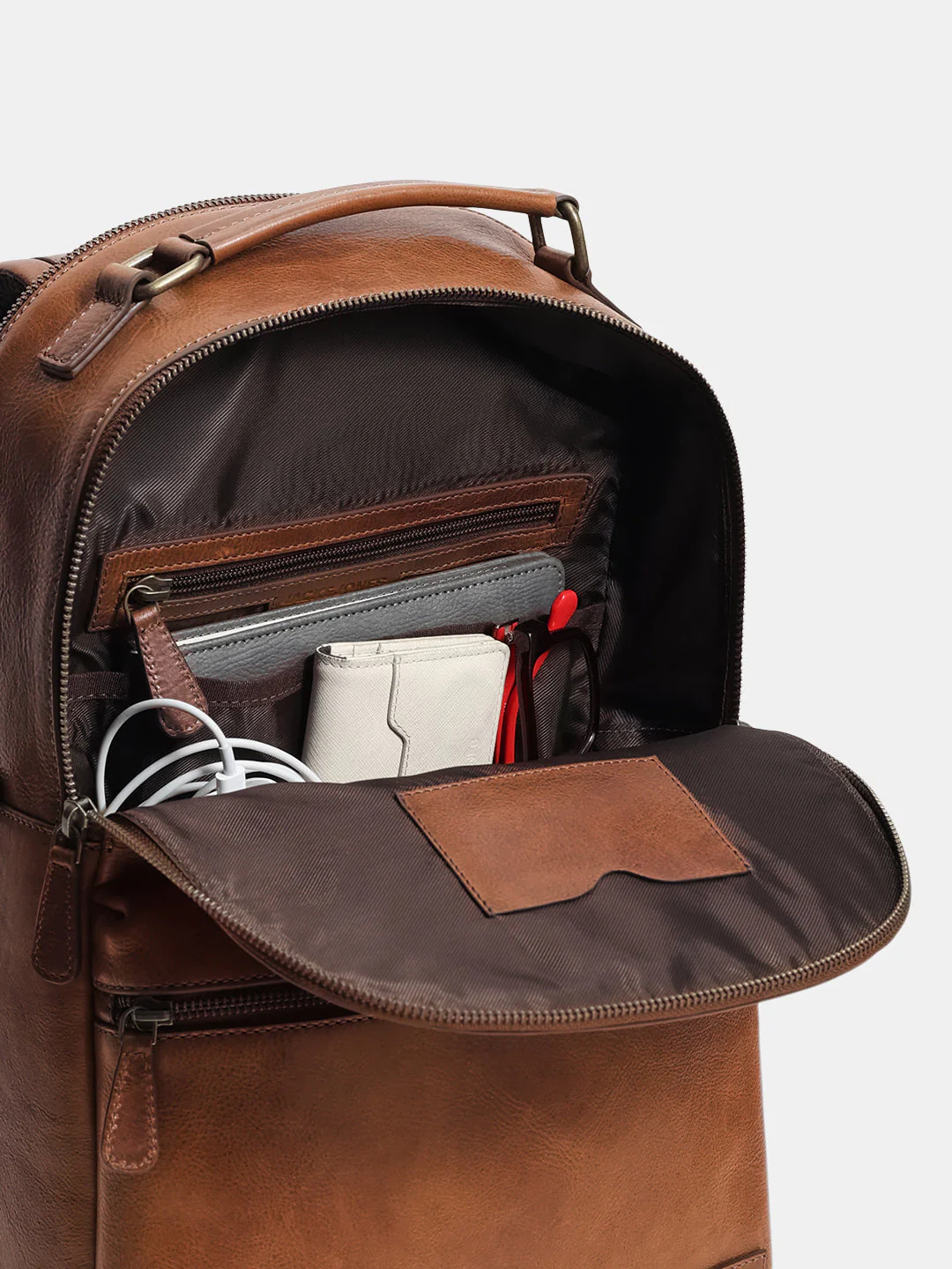 Brown Premium Leather Backpack - Image 7