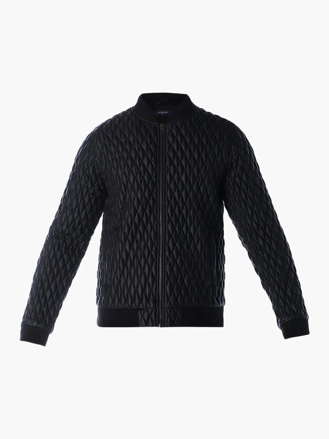 Black Quilted Nylon Bomber Jacket - Image 7