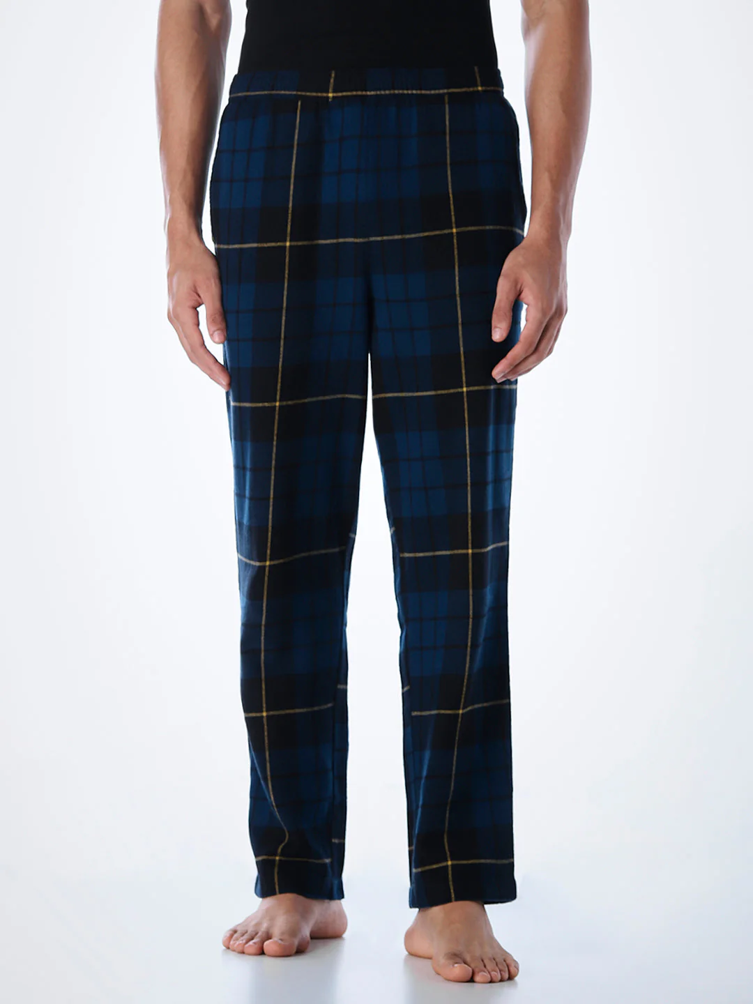 Navy Blue Check Cotton Pyjamas - Image 2