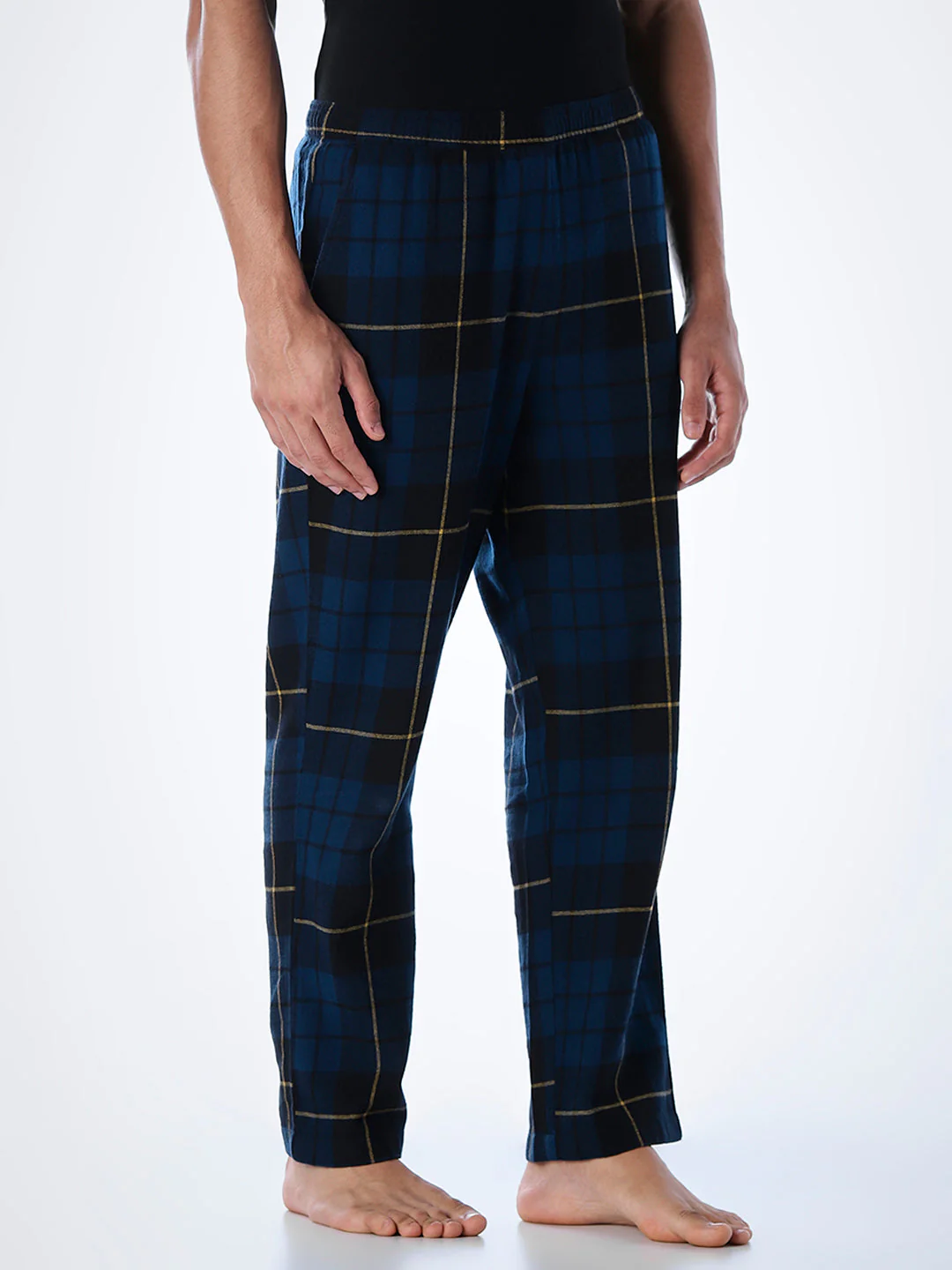 Navy Blue Check Cotton Pyjamas - Image 3