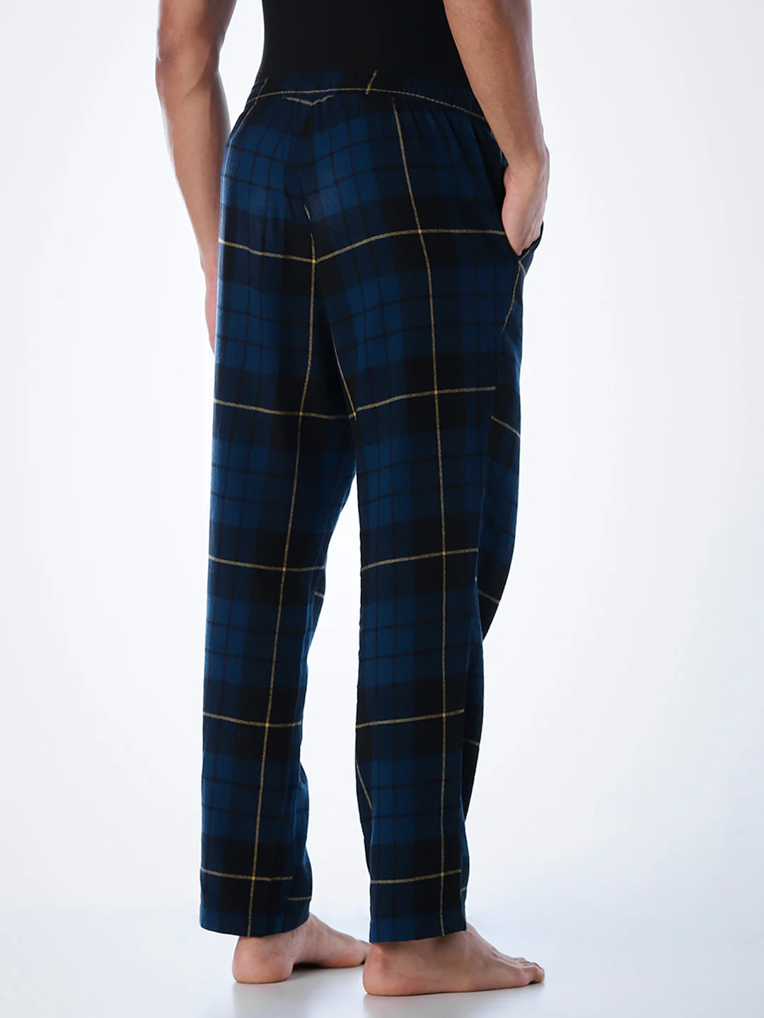 Navy Blue Check Cotton Pyjamas - Image 4