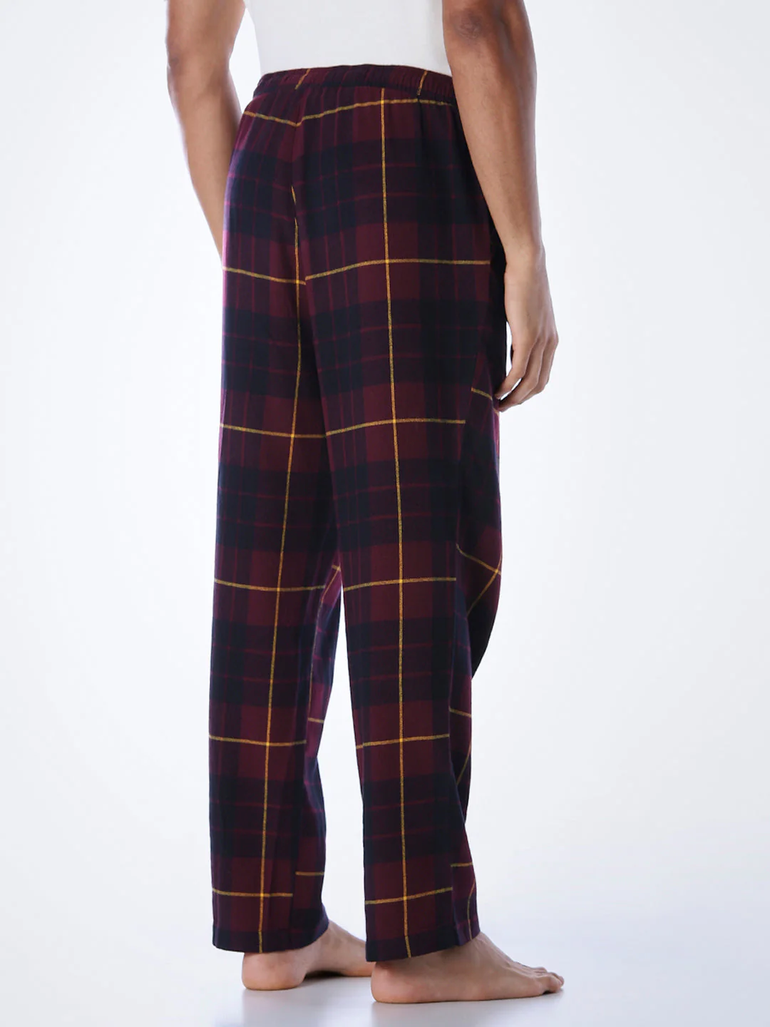 Check Cotton Pyjamas - Wine - Image 4