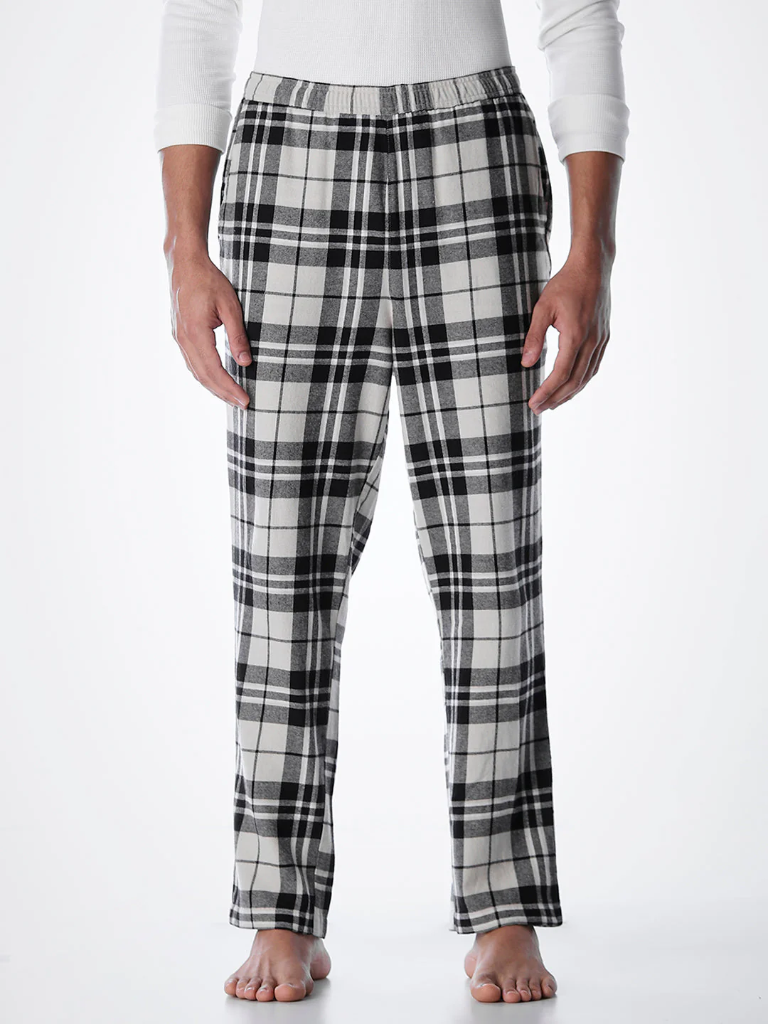 Check Cotton Pyjamas - Cream - Image 2