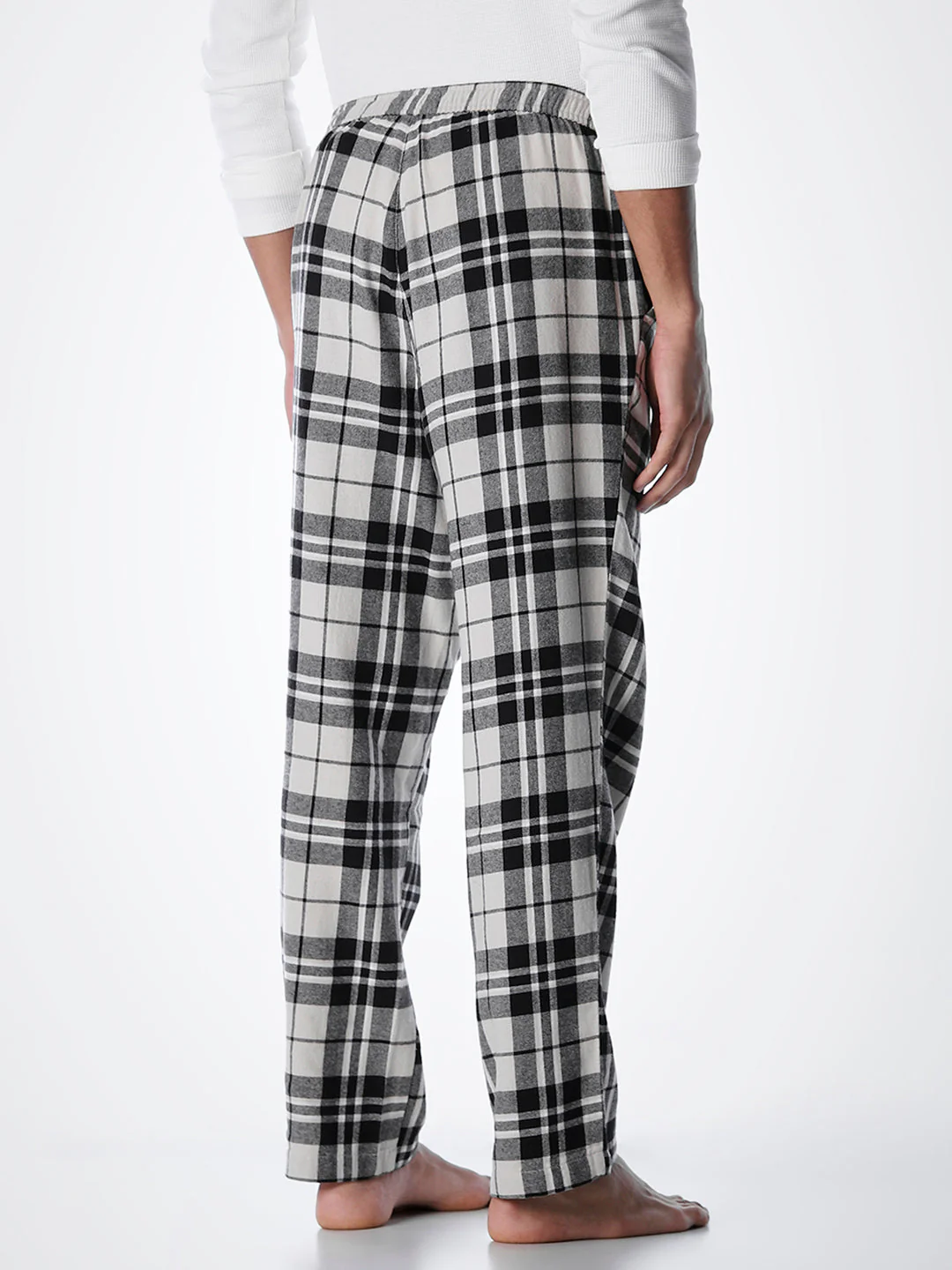 Check Cotton Pyjamas - Cream - Image 4