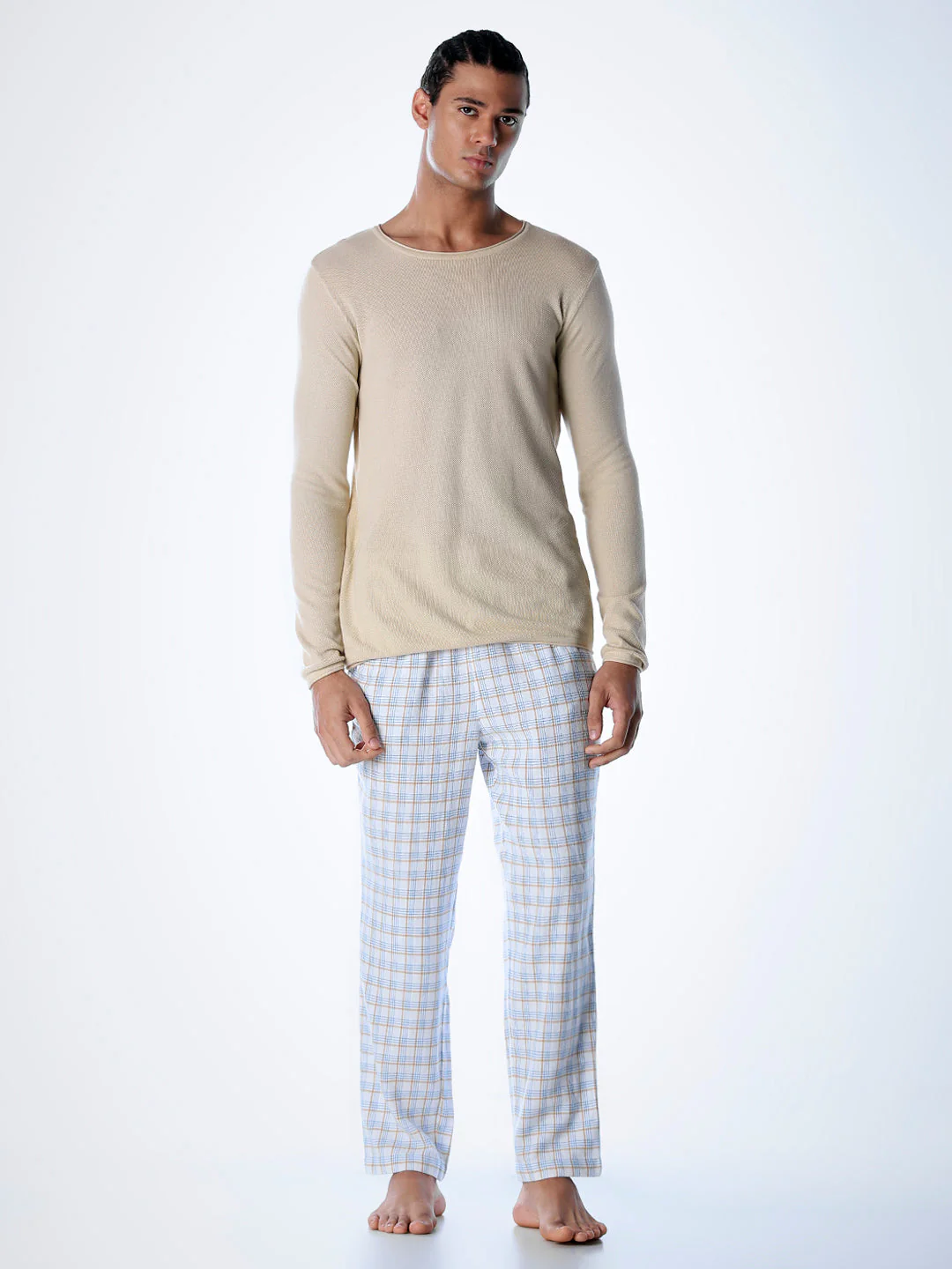 Check Cotton Pyjamas - White - Image 6