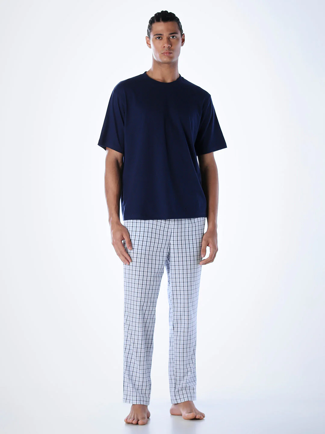 Cotton T-shirt & Pyjamas Set - Dark Blue - Image 2