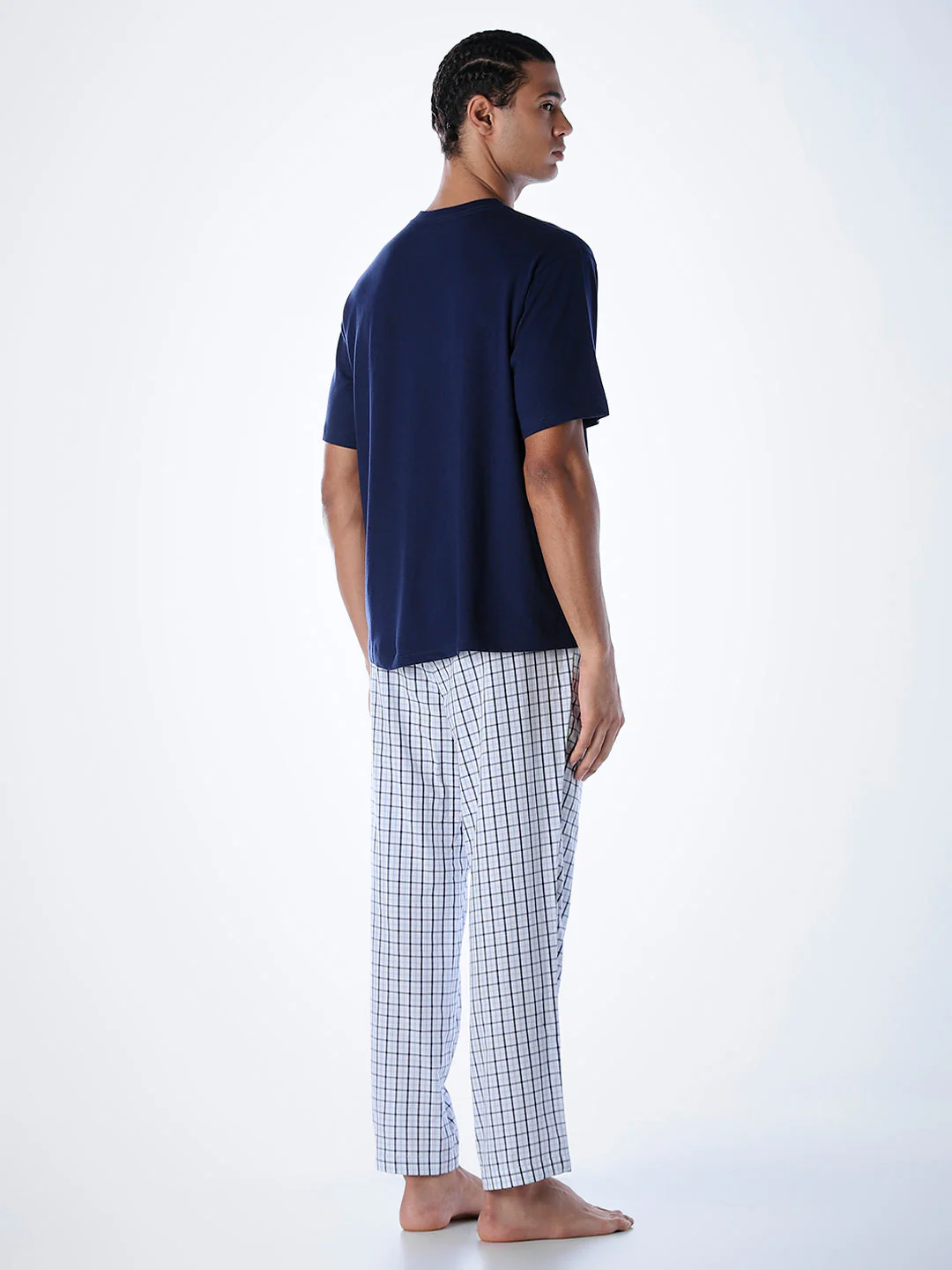 Cotton T-shirt & Pyjamas Set - Dark Blue - Image 4