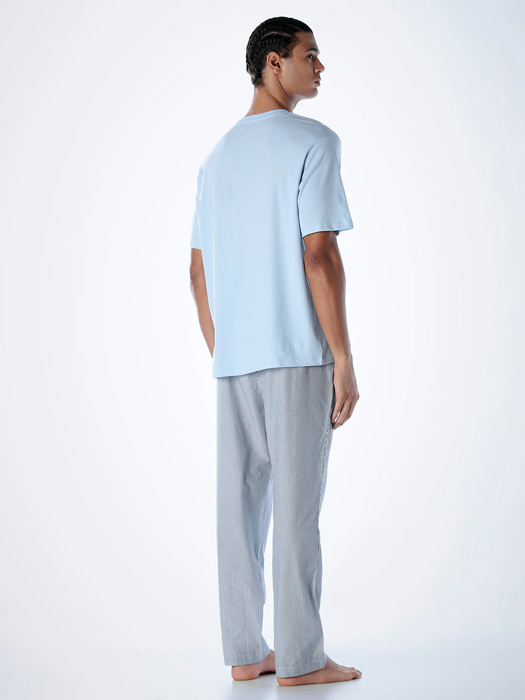 Cotton T-shirt & Pyjamas Set - Light Blue - Image 4