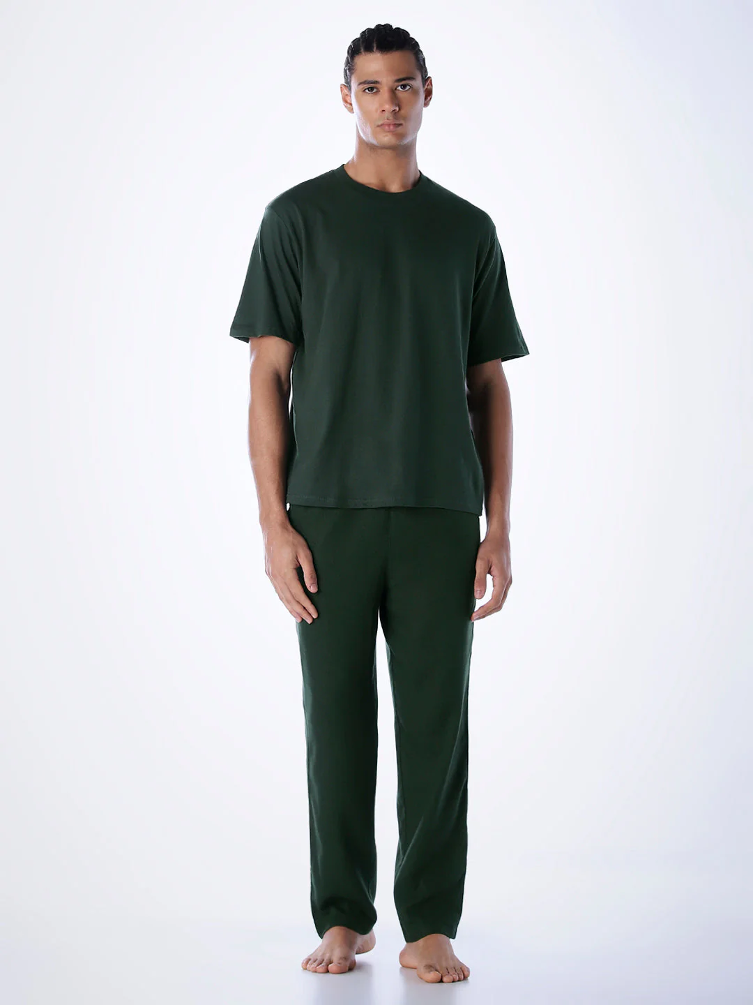 T-Shirt & Pant Loungewear Set - Dark Green - Image 2