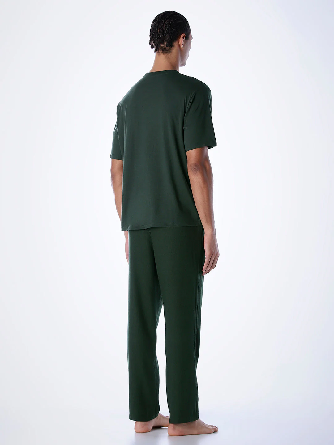 T-Shirt & Pant Loungewear Set - Dark Green - Image 4