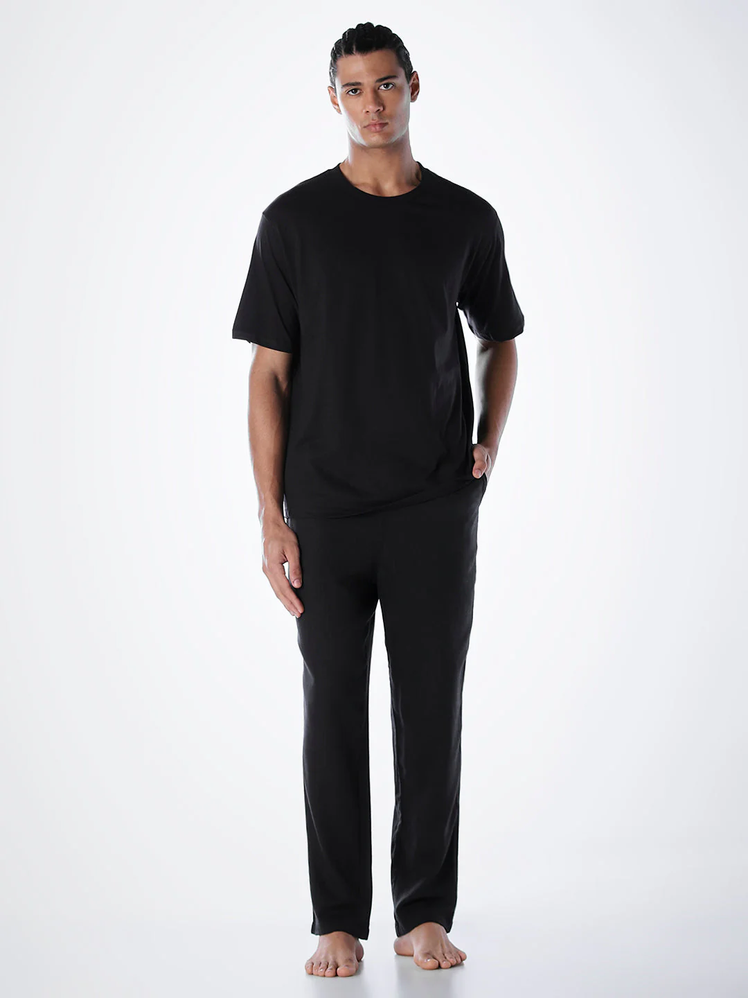 T-Shirt & Pant Loungewear Set - Black - Image 2