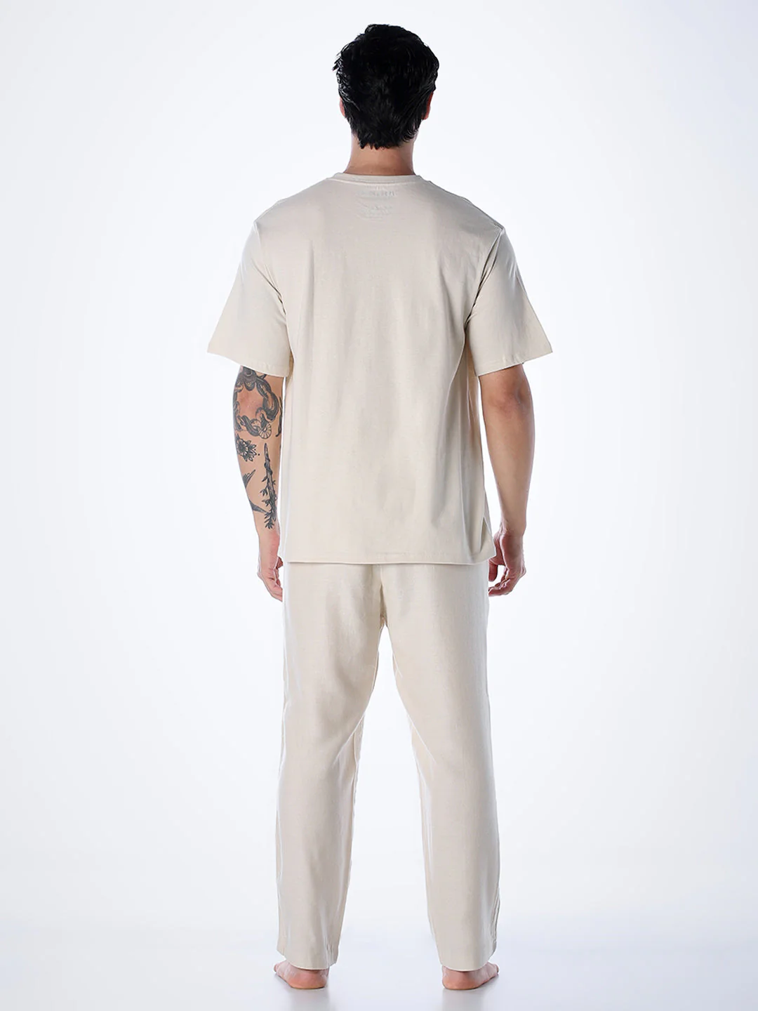 T-Shirt & Pant Loungewear Set - Beige - Image 4